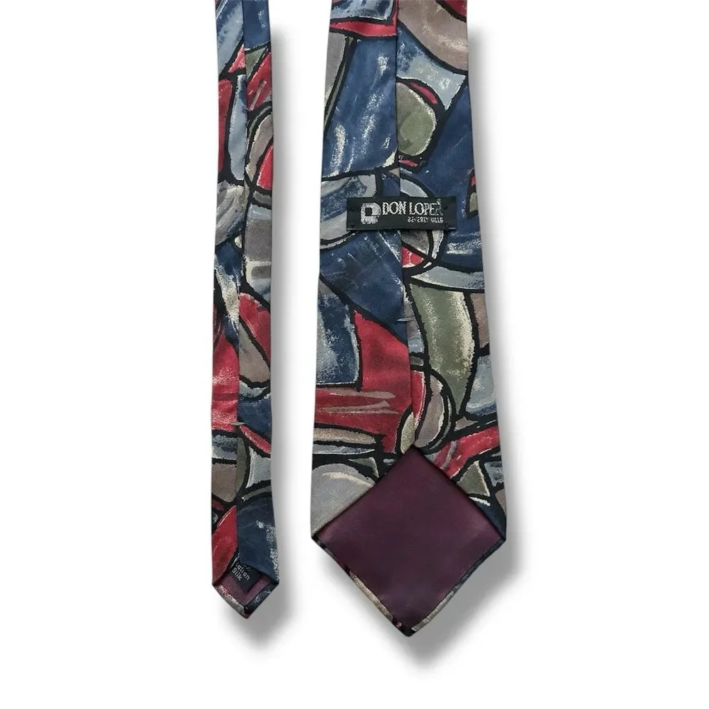 Vtg Tie for Men 58.6” X 3.6” Blue Brown & Red